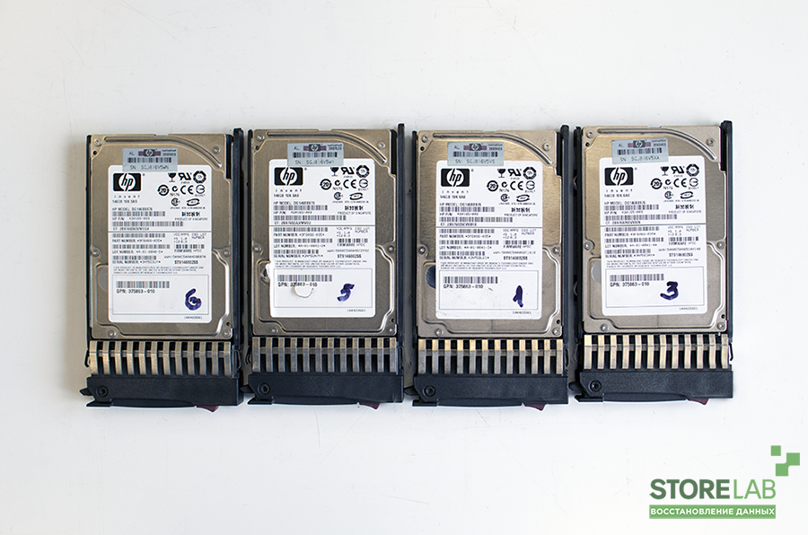 Восстановление RAID 5 массива на HP DG146BB976 / Seagate ST9146802SS (4 HDD)